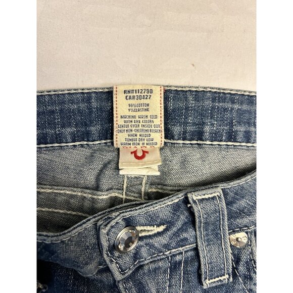 True Religion Disco Billy Big T Jeans Size 31x29 Blue Denim Low Rise Rhinestone - Picture 5 of 11